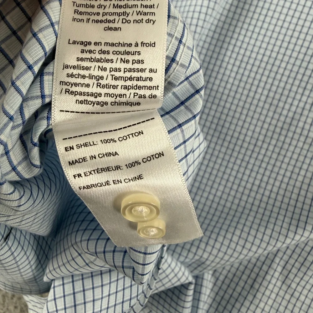 UNTUCKit Shirt Men L Blue Check Button Down Long Sleeve Wrinkle Free Regular Fit - Picture 10 of 11
